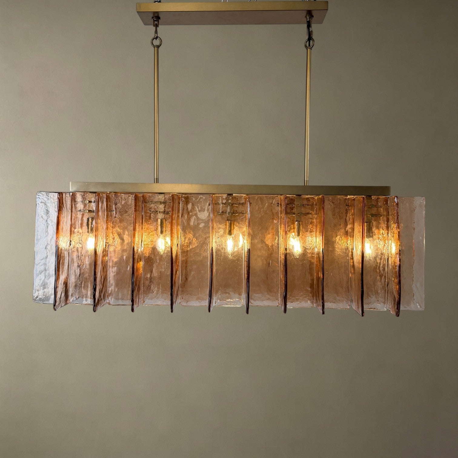 Smoked Textured Glass Strip Chandelier