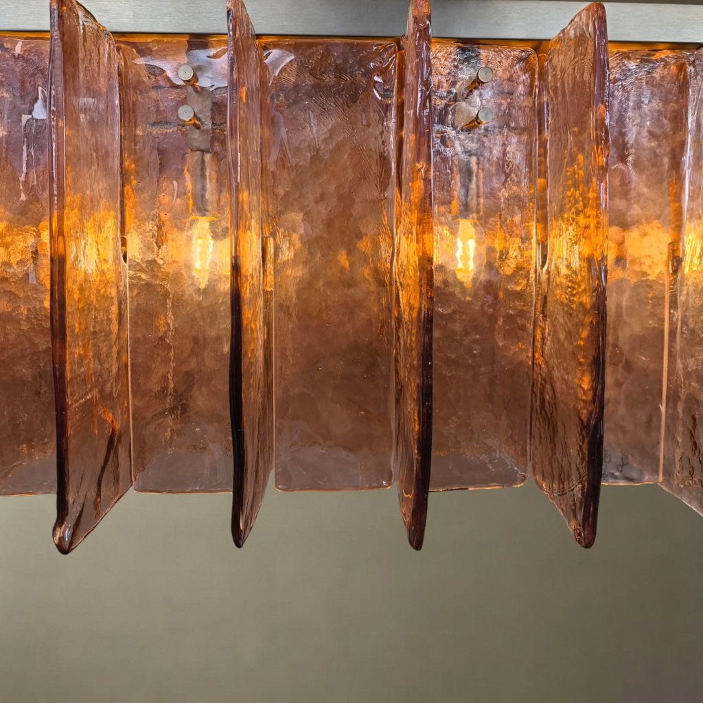 Smoked Textured Glass Strip Chandelier
