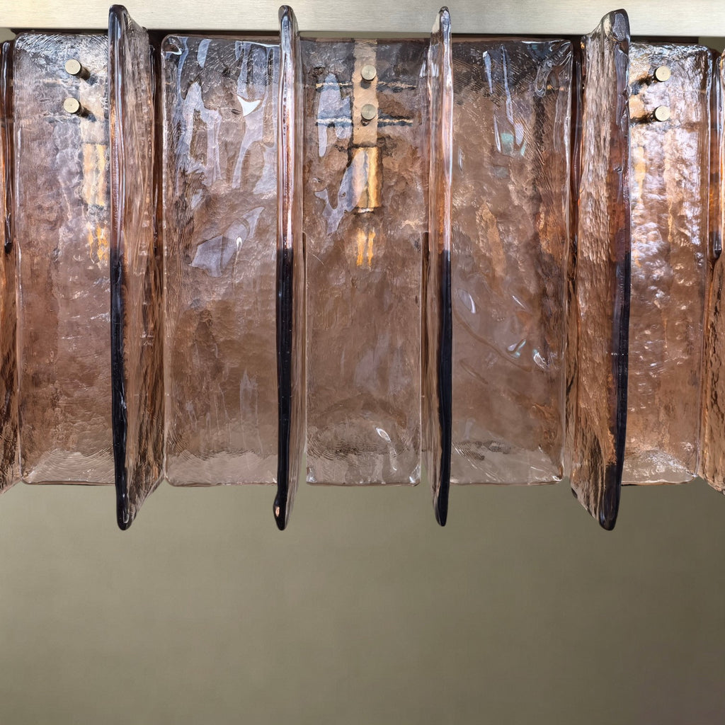 Smoked Textured Glass Strip Chandelier