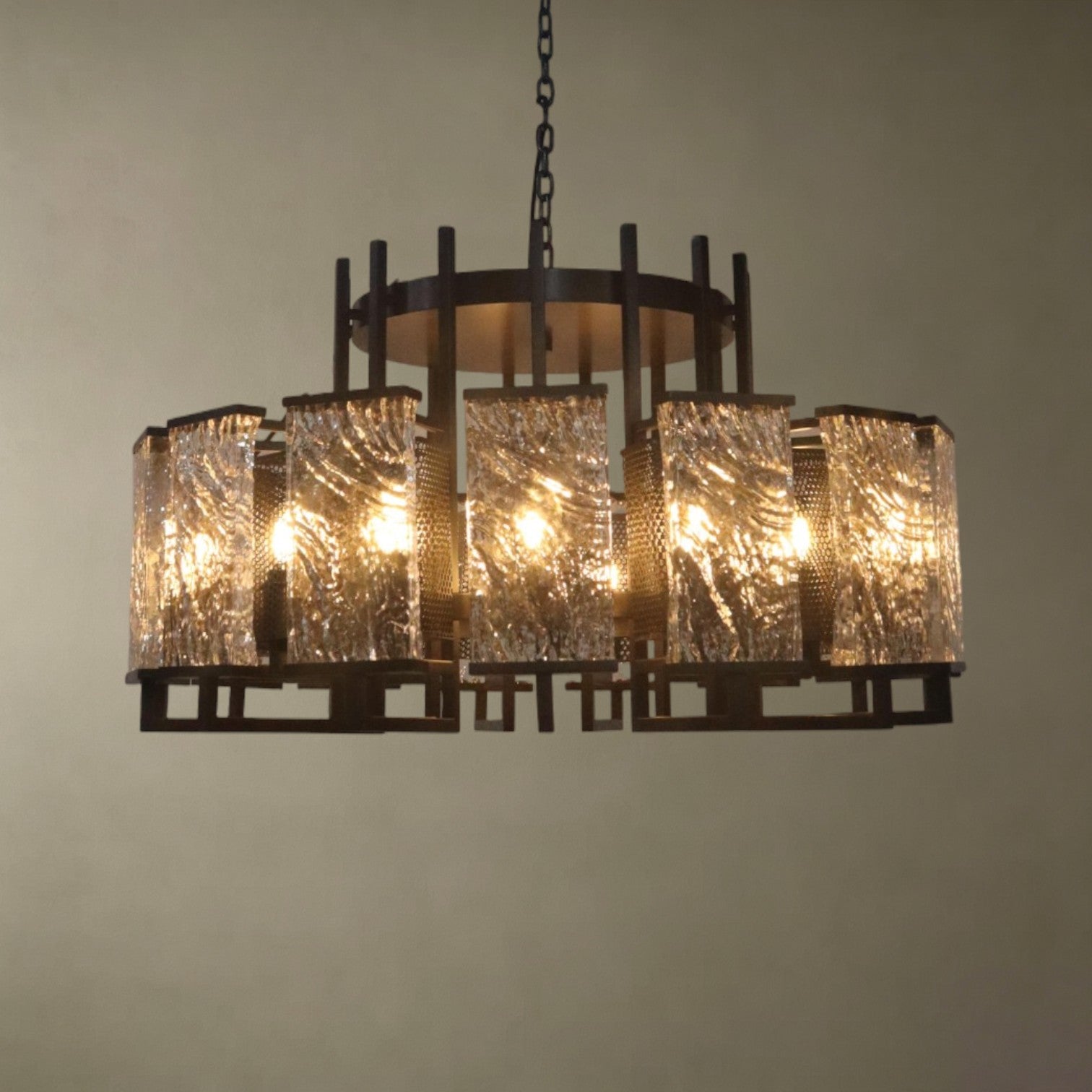 Crystal Textured Circular Chandelier