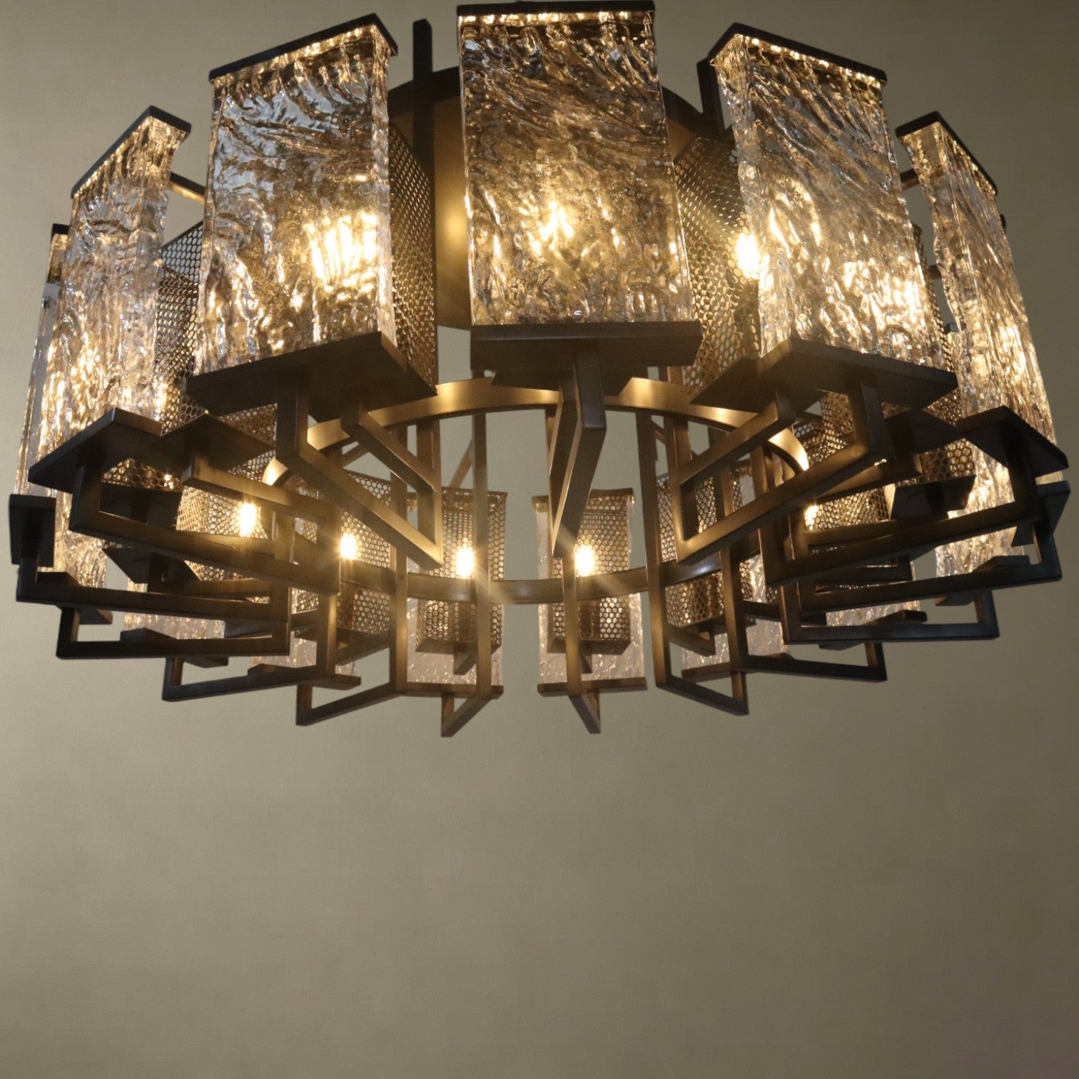 Crystal Textured Circular Chandelier