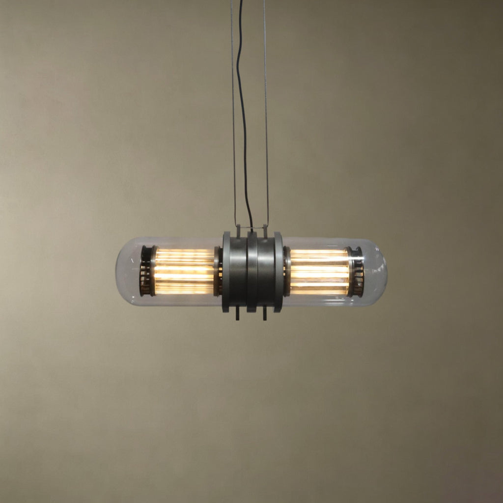 Glass Cylindrical Strip Chandelier